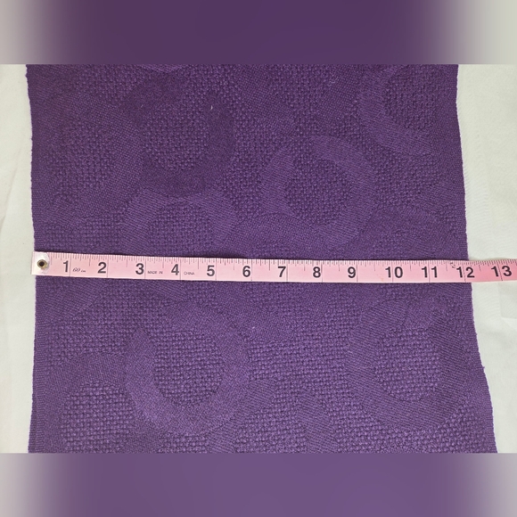 Coach Womens Vintage Purple 100%  Cashmere Fringe Scarf- Signature Pattern - Picture 7 of 8